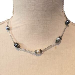J J Necklace 8mm Faux Pearls 18" L Sterling Silver Clasp and Spacers Only